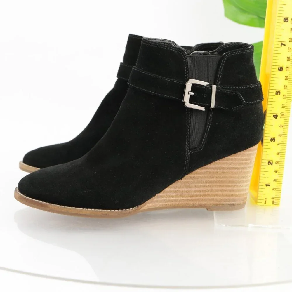 Blondo Womens Natalia Boots Size 9.5 M Waterproof Black Suede Booties Wedge Heel